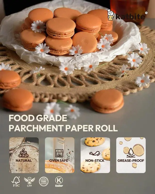 Alt view image 4 of 7 - 15in x 242ft, 300 Sq.Ft Value Pack Parchment Paper Roll for Baking, Parchment Baking Paper with Serrated Cutter, Heavy Duty & Value Pack Roll for Cooking, Air Fryer, Steaming, Bread