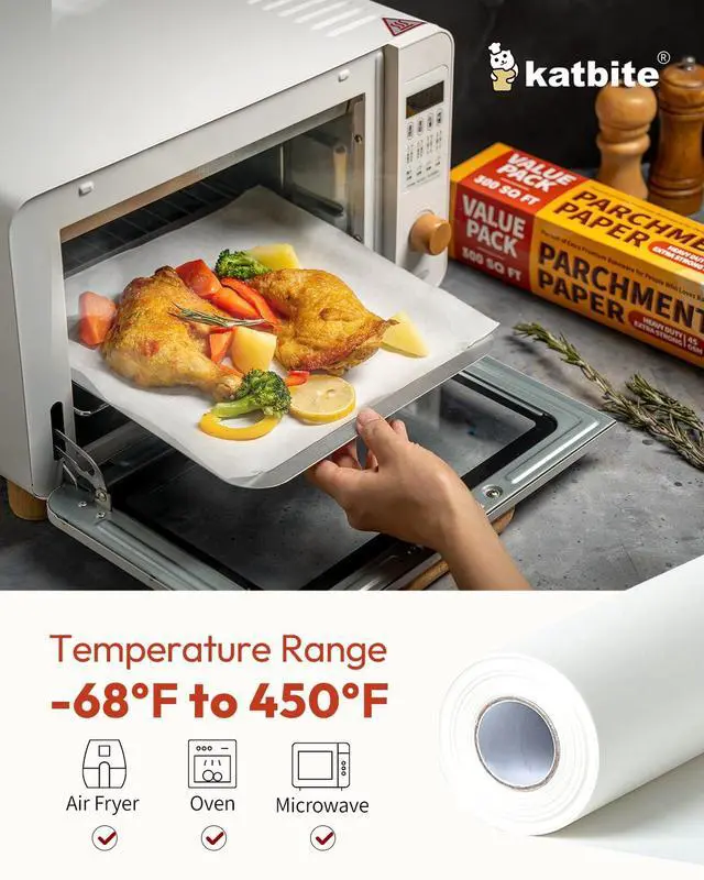 Alt view image 5 of 7 - 15in x 242ft, 300 Sq.Ft Value Pack Parchment Paper Roll for Baking, Parchment Baking Paper with Serrated Cutter, Heavy Duty & Value Pack Roll for Cooking, Air Fryer, Steaming, Bread