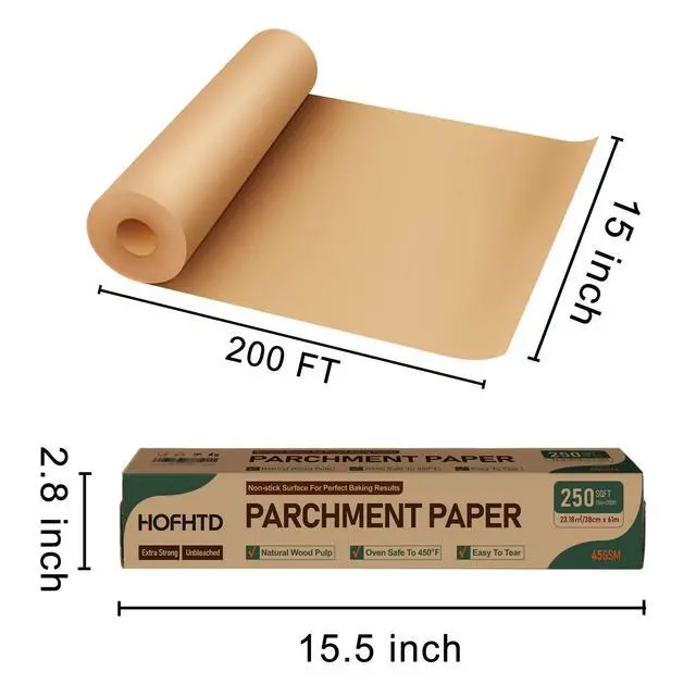 Alt view image 5 of 7 - Parchment Paper for Baking, 15 in x 200 ft Air Fryer Disposable Paper Liner, Non-Stick Unbleached Parchment Paper Roll, Baking Paper Roll for Grilling, Steaming, Pans, Oven