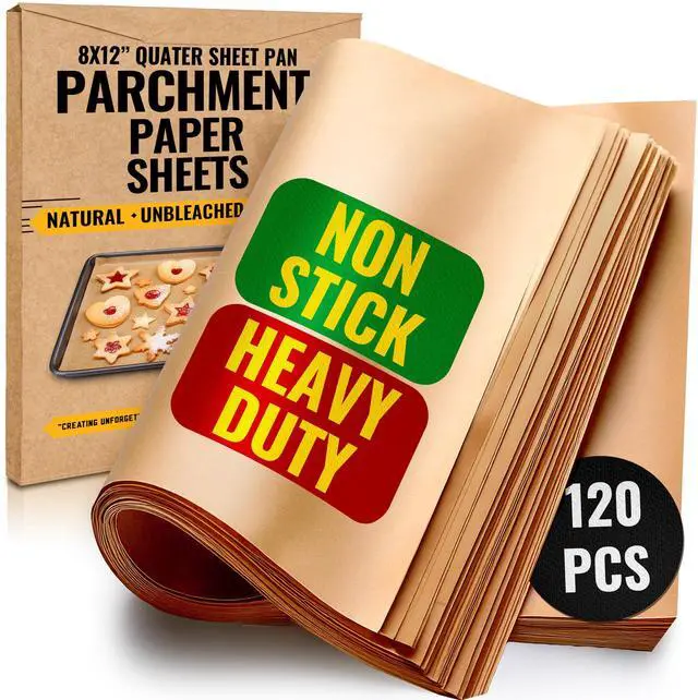 Main image of Quarter Sheet Pans 8x12" Pack of 120 Parchment Paper Baking Sheets