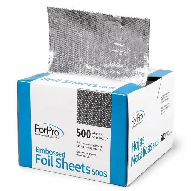 Main image of 500ct Embossed Pop-up Hair Foil Sheets, 5Wx10.75L in, Aluminum