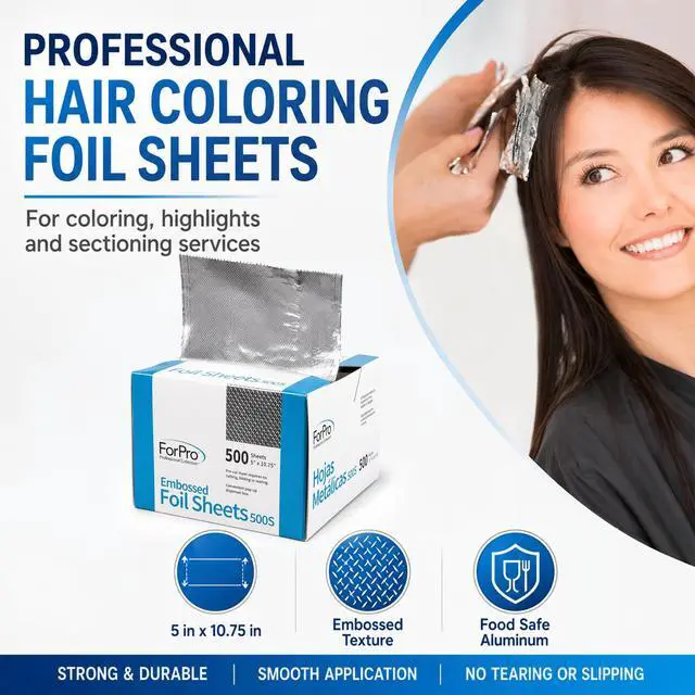 Alt view image 2 of 7 - 500ct Embossed Pop-up Hair Foil Sheets, 5Wx10.75L in, Aluminum