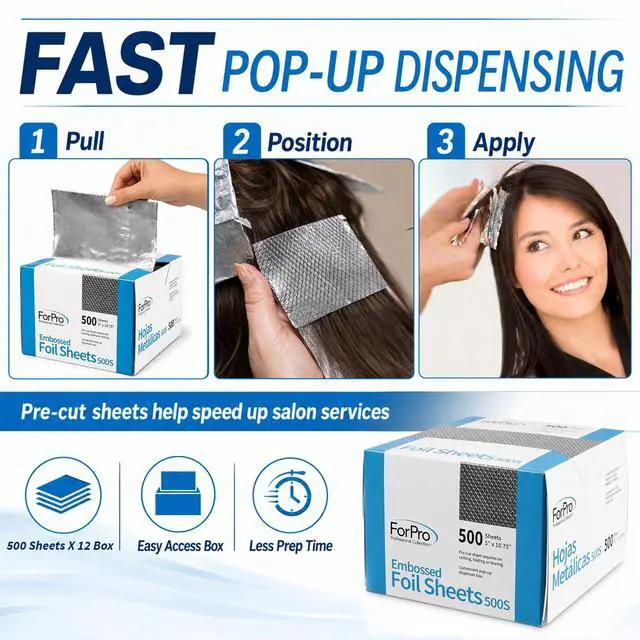 Alt view image 5 of 7 - 500ct Embossed Pop-up Hair Foil Sheets, 5Wx10.75L in, Aluminum