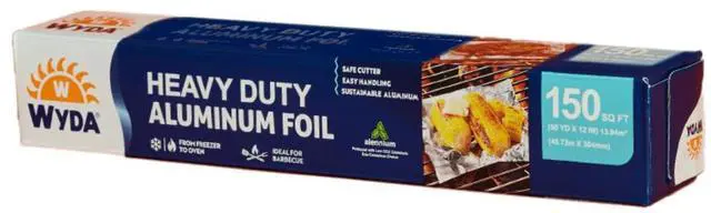 Main image of Heavy Duty Aluminum Foil 150 Sq Ft (50 Yd x 12 In) |Strong Food-Grade with Built-In Cutter for Baking, Grilling, Cooking & Food Storage | Oven & Freezer Safe, Recyclable