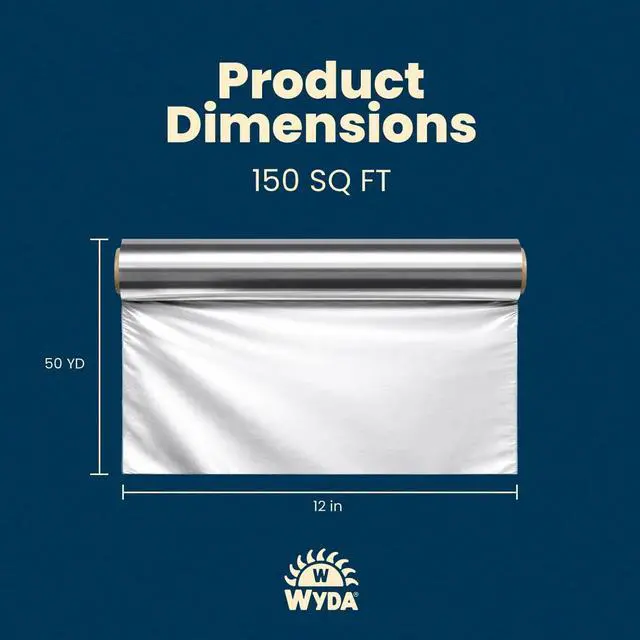 Alt view image 3 of 7 - Heavy Duty Aluminum Foil 150 Sq Ft (50 Yd x 12 In) |Strong Food-Grade with Built-In Cutter for Baking, Grilling, Cooking & Food Storage | Oven & Freezer Safe, Recyclable