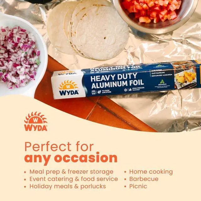 Alt view image 7 of 7 - Heavy Duty Aluminum Foil 150 Sq Ft (50 Yd x 12 In) |Strong Food-Grade with Built-In Cutter for Baking, Grilling, Cooking & Food Storage | Oven & Freezer Safe, Recyclable