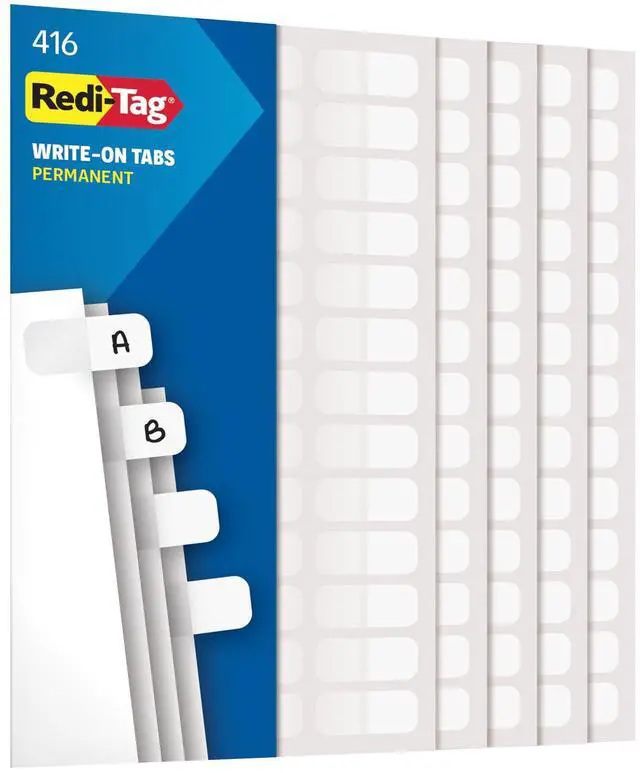 Main image of RTG31010, Permanent Stick Write-On Index Tabs, 416 / Pack, White, (Pack of 1)