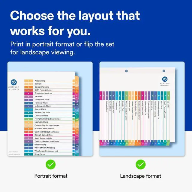 Alt view image 3 of 7 - A-Z Dividers for 3 Ring Binders, 26 Tabs per Set, Customizable Table of Contents, Multicolor Tabs, Great for Organizing Reports, Projects, and More (11125)