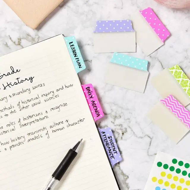 Alt view image 6 of 7 - Multiuse Ultra Tabs, 2" x 1.5", 2-Side Writable, Assorted Pastel Dots, 24 Repositionable Tabs (74773)
