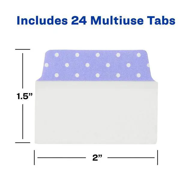 Alt view image 7 of 7 - Multiuse Ultra Tabs, 2" x 1.5", 2-Side Writable, Assorted Pastel Dots, 24 Repositionable Tabs (74773)
