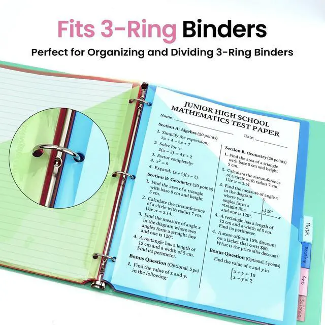 Alt view image 6 of 7 - 16 Count Dividers for 3 Ring Binder with Two Pockets, 8 Tabs Set