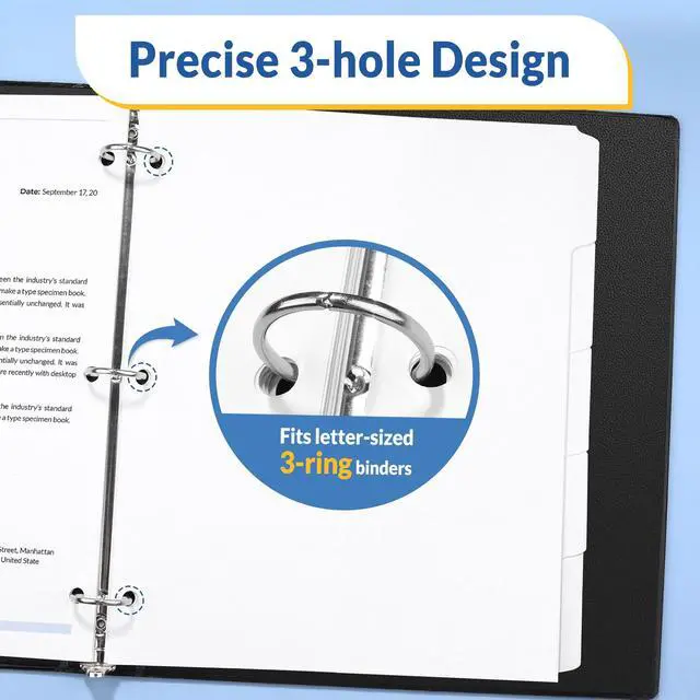Alt view image 3 of 6 - Binder Dividers with Tabs for 3 Ring Binder, 8.5 x 11 Paper White Binder Dividers Blank with 5 Tabs, 20 Sets Page Dividers for School, Office and Home, 100 Dividers