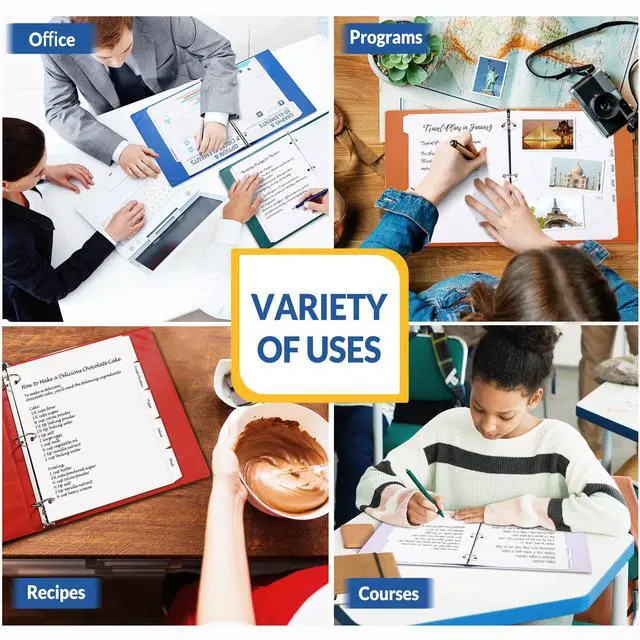 Alt view image 6 of 6 - Binder Dividers with Tabs for 3 Ring Binder, 8.5 x 11 Paper White Binder Dividers Blank with 5 Tabs, 20 Sets Page Dividers for School, Office and Home, 100 Dividers
