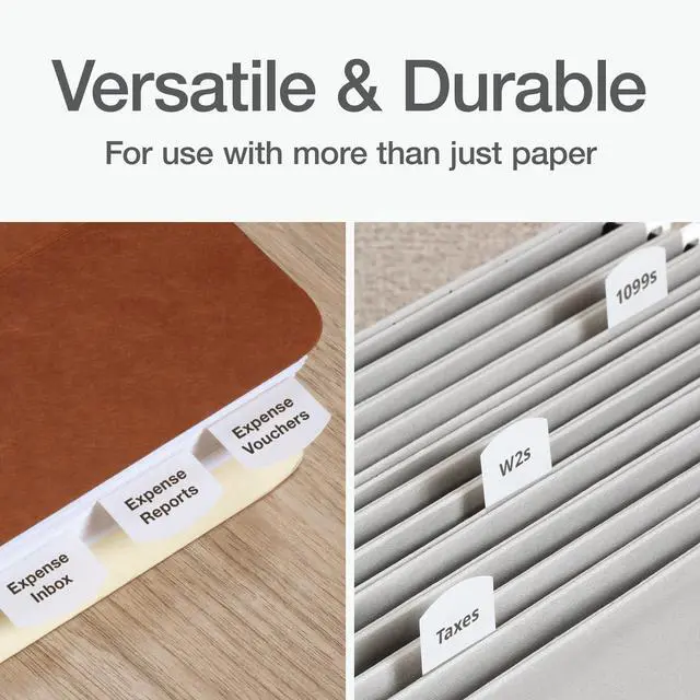 Alt view image 5 of 7 - Laser Index Tabs, Divider Tabs, Permanent Adhesive Index Labels, Customizable Divider Labels, Divider Labels for School, Home and Office, 1-1/8" x 1-1/4", White, 375 Tabs, (B39017)