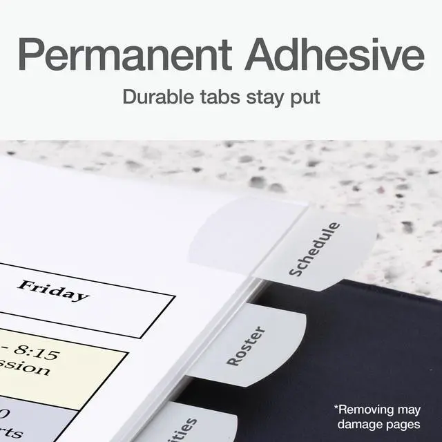 Alt view image 4 of 7 - Laser Index Tabs, Divider Tabs, Permanent Adhesive Index Labels, Customizable Divider Labels, Divider Labels for School, Home and Office, 1-1/8" x 1-1/4", White, 375 Tabs, (B39017)