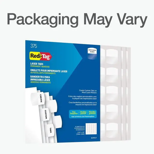 Alt view image 7 of 7 - Laser Index Tabs, Divider Tabs, Permanent Adhesive Index Labels, Customizable Divider Labels, Divider Labels for School, Home and Office, 1-1/8" x 1-1/4", White, 375 Tabs, (B39017)