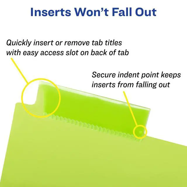 Alt view image 7 of 7 - Dividers for 3 Ring Binders, 5 Tab Plastic Binder Dividers, Pockets, Insertable Big Tabs, Multicolor, Extend Beyond Sheet Protectors, 1 Set (11902)