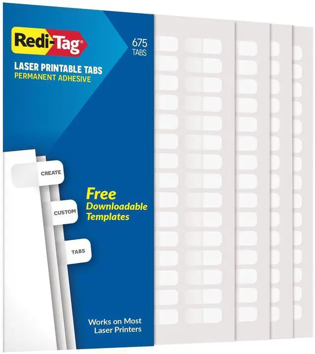 Main image of Laser Index Tabs, Divider Tabs, Permanent Adhesive Index Labels Customizable Divider Labels, 7/16" x 1", White, 675 Tabs (B39000)