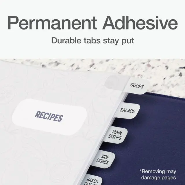 Alt view image 4 of 7 - Laser Index Tabs, Divider Tabs, Permanent Adhesive Index Labels Customizable Divider Labels, 7/16" x 1", White, 675 Tabs (B39000)