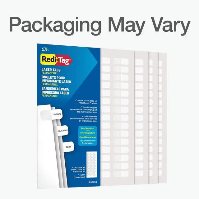 Alt view image 7 of 7 - Laser Index Tabs, Divider Tabs, Permanent Adhesive Index Labels Customizable Divider Labels, 7/16" x 1", White, 675 Tabs (B39000)