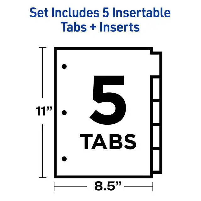 Alt view image 2 of 6 - Binder Dividers - 5-Tab Insertable Multicolor Big Tabs for Binders, 6 Sets of Dividers (11109)