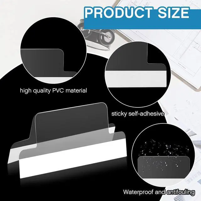 Alt view image 3 of 7 - 100 Pieces Insertable Self Adhesive Tabs with Printable Inserts 1 Inch Clear Index Tabs Sticky Plastic Divider Planner on File Folder and Inserts for Book Page