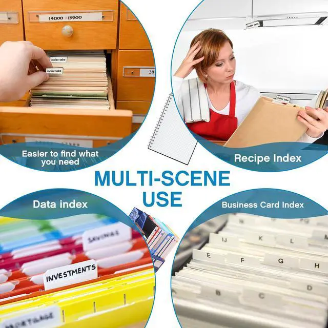 Alt view image 5 of 7 - 100 Pieces Insertable Self Adhesive Tabs with Printable Inserts 1 Inch Clear Index Tabs Sticky Plastic Divider Planner on File Folder and Inserts for Book Page