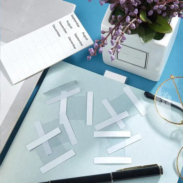 Alt view image 7 of 7 - 100 Pieces Insertable Self Adhesive Tabs with Printable Inserts 1 Inch Clear Index Tabs Sticky Plastic Divider Planner on File Folder and Inserts for Book Page