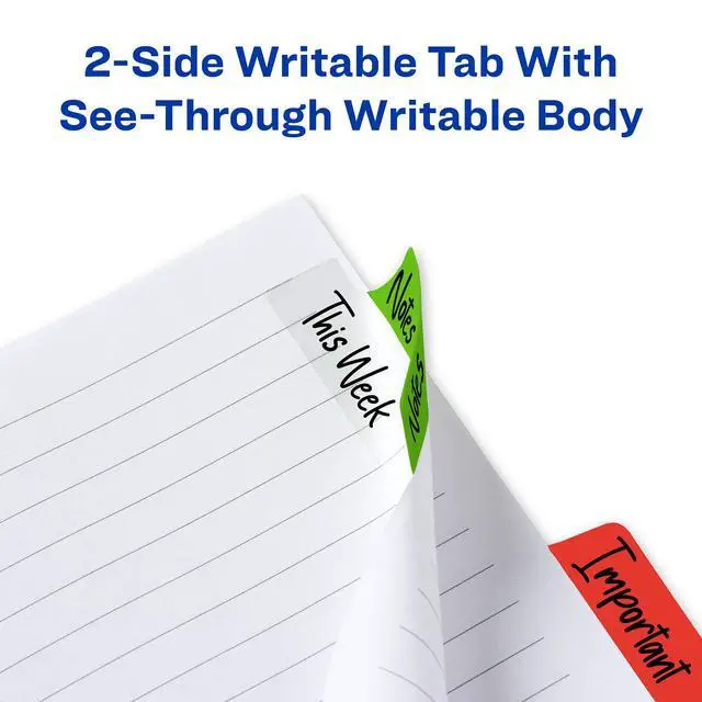 Alt view image 5 of 6 - Margin Ultra Tabs®, 2.5" x 1", 2-Side Writable, Assorted Colors, 24 Repositionable Page Tabs (74768)