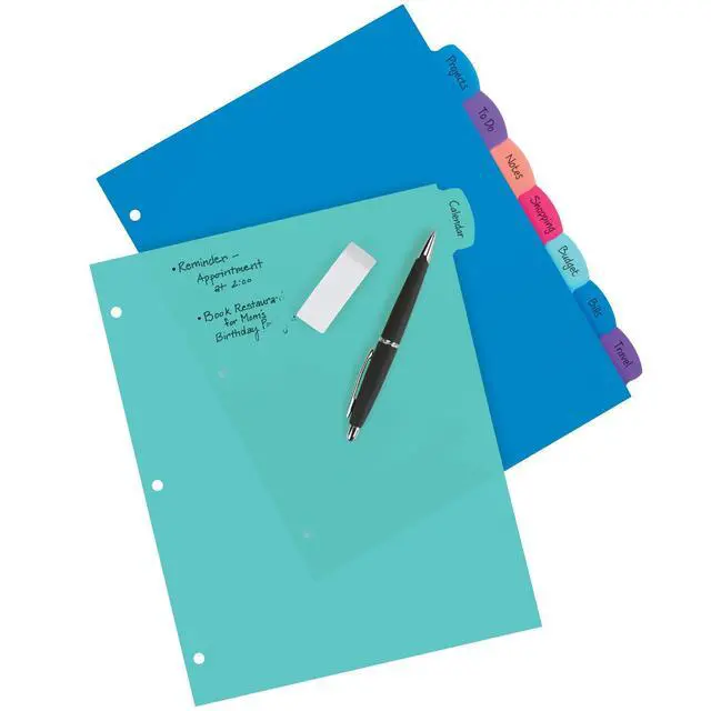 Alt view image 2 of 7 - Write & Erase Dividers for 3 Ring Binders, 8 Tabs per Set, Multicolor Big Tabs, Pastels, Binder Dividers Great for Organizing Reports, Projects, and More (16271)