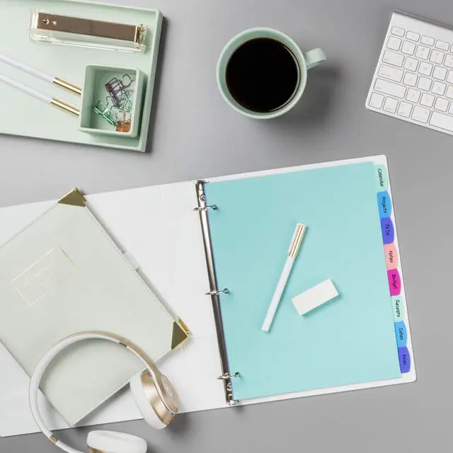 Alt view image 7 of 7 - Write & Erase Dividers for 3 Ring Binders, 8 Tabs per Set, Multicolor Big Tabs, Pastels, Binder Dividers Great for Organizing Reports, Projects, and More (16271)