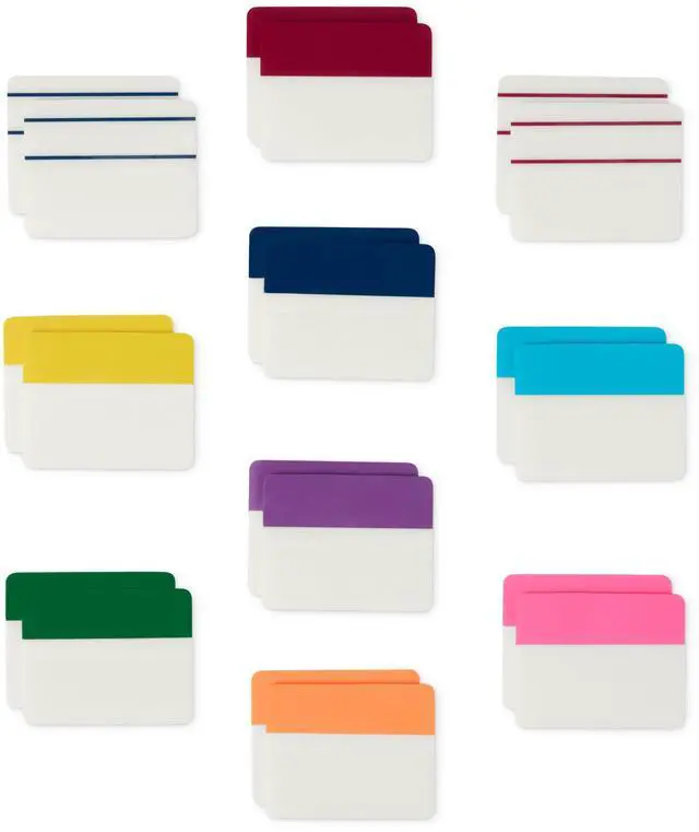 Main image of Rectangular Sticky Tabs, 2 inch Wide, Assorted Colors, 10 Colors, 500 Pieces