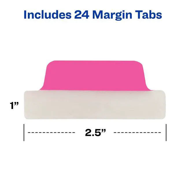 Alt view image 7 of 7 - Margin Ultra Tabs, 2.5" x 1", 2-Side Writable, Assorted Neon Color, 24 Repositionable Page Tabs (74767)