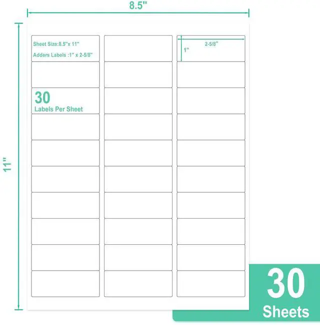 Alt view image 2 of 7 - Address Labels 1" x 2-5/8" 900 Count 30 per Sheet (30 Sheets) | Printable, blank, compatible with laser & inkjet printers, for address, mailing & barcode labels. Strong adhesive, easy peel