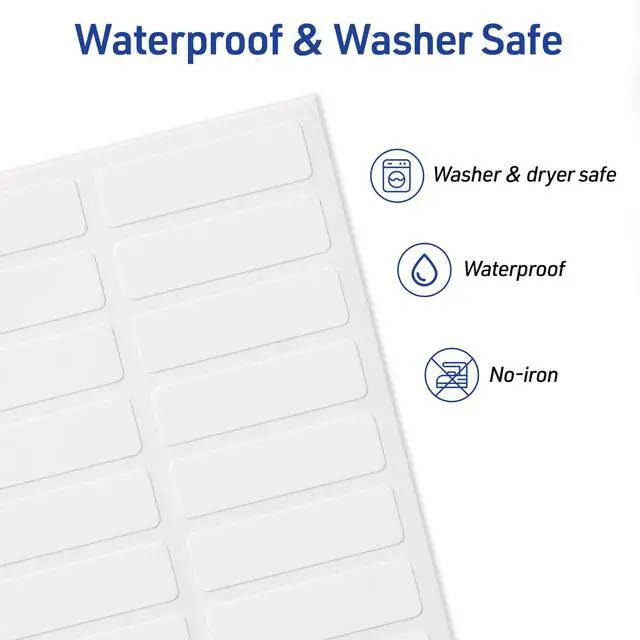 Alt view image 5 of 7 - No-Iron Fabric Labels, 1/2" x 1-3/4", Washer and Dryer-Safe Waterproof Labels, Non-Printable, 54 Total (40720)