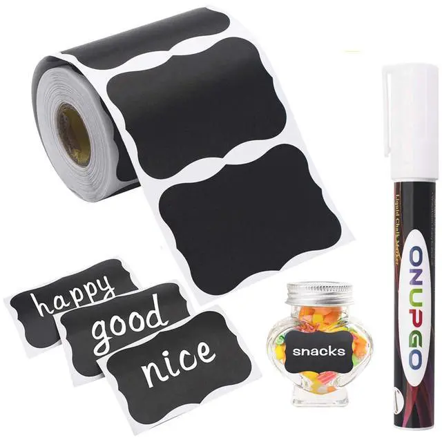 Main image of Chalkboard Labels-180pcs Waterproof Reusable Blackboard Stickers with 1 Liquid Chalk Marker for Mason Jars, Parties Decoration, Craft Rooms, Weddings, Storage, Organize Your Home & Kitchen