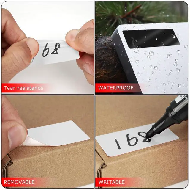 Alt view image 3 of 7 - White Rectangle Stickers 2 x 1 Inch Color Coding Labels Vinyl Roll Self-Adhesive Waterproof Removable 500 PCS