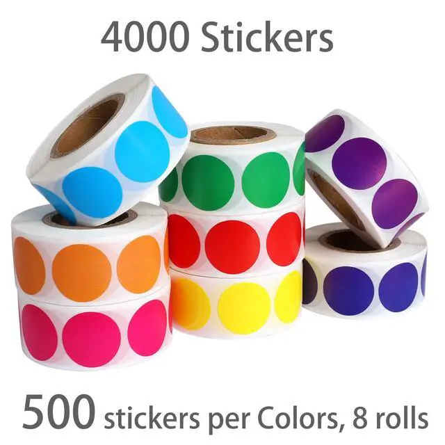 Alt view image 2 of 7 - 4000 PCS 3/4" Colored Dot Stickers Circle Color Coding Labels, 8 Color Style Colorful Coding Label Sticker for Office, Student Classroom(8 Rolls, 3/4 Inches)