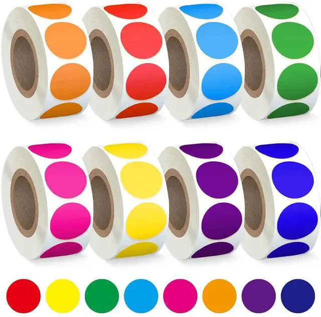 Main image of 4000 PCS 3/4" Colored Dot Stickers Circle Color Coding Labels, 8 Color Style Colorful Coding Label Sticker for Office, Student Classroom(8 Rolls, 3/4 Inches)
