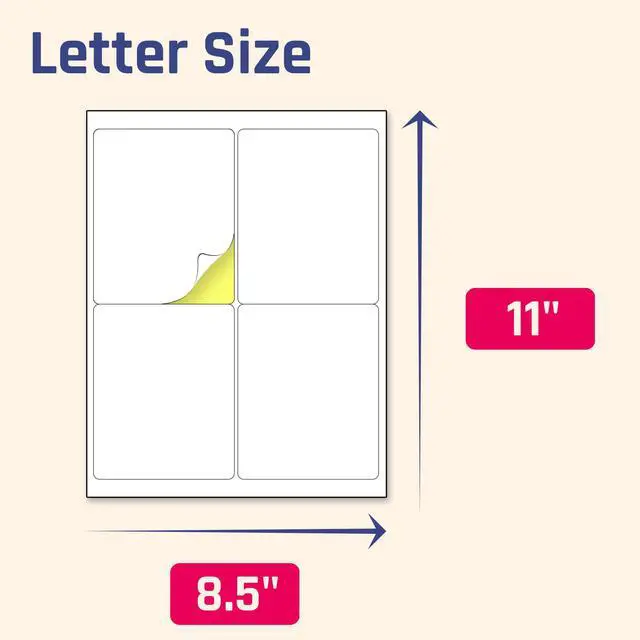Alt view image 3 of 7 - (4" x 5") 30 Sheets, Large White Labels Stickers - Laser/Inkjet Printable