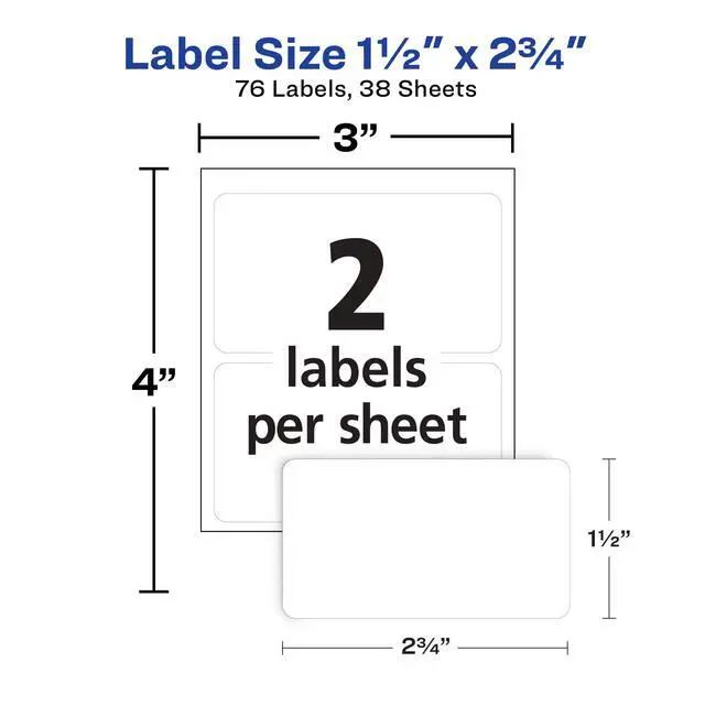Alt view image 3 of 4 - Multi-Use Permanent Labels, 1.5" x 2.75", White, Non-Printable, 76 Blank Labels Total (6117)