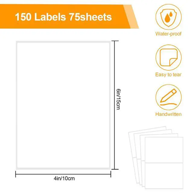 Alt view image 2 of 7 - 150 Pcs Labels for Storage Bins, 6 X 4 Inch Removable Labels for Storage Bins, Tear Resistant No Residue Storage Bin Label, Matte White Blank Box Label for School, Home, Business