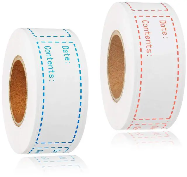 Main image of 300pcs Removable Freezer Labels, 1 x 3 Inch Food Labels, Refrigerator Freezer Tape Label Easy Clean Leaves No Residue, 2 Color Label Stickers Roll