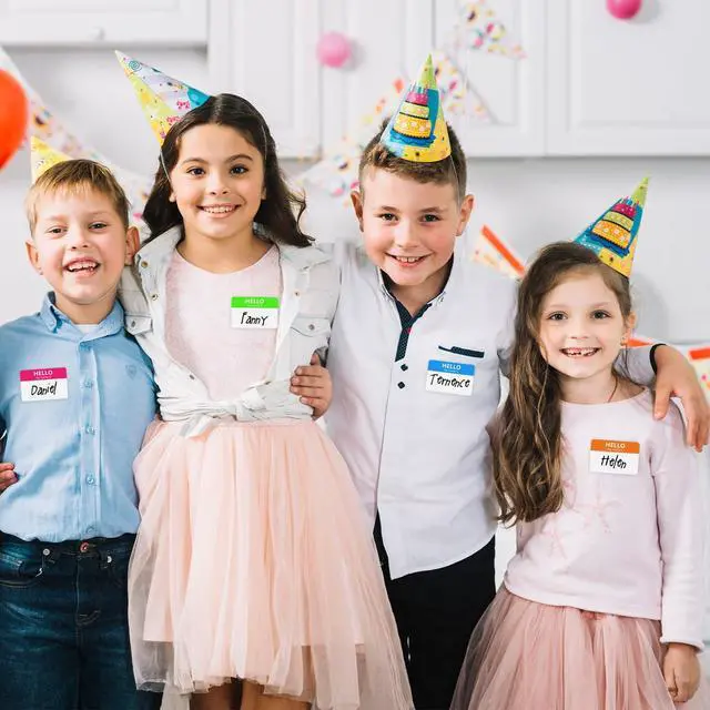 Alt view image 5 of 6 - 400 Pcs Name Tags Colorful Sticker-16 Colors (3"x2") Hello My Name is Peel & Stick Identification Badges for School, Office, Conferences & Family Parties.