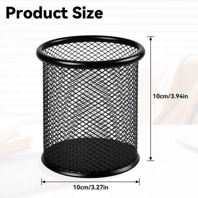 Alt view image 2 of 7 - Black Pen Holder Cup for Desk Modern Wire Mesh Pencil Cup Holder, Durable Office Pen Organizer for Desk, Home & Office