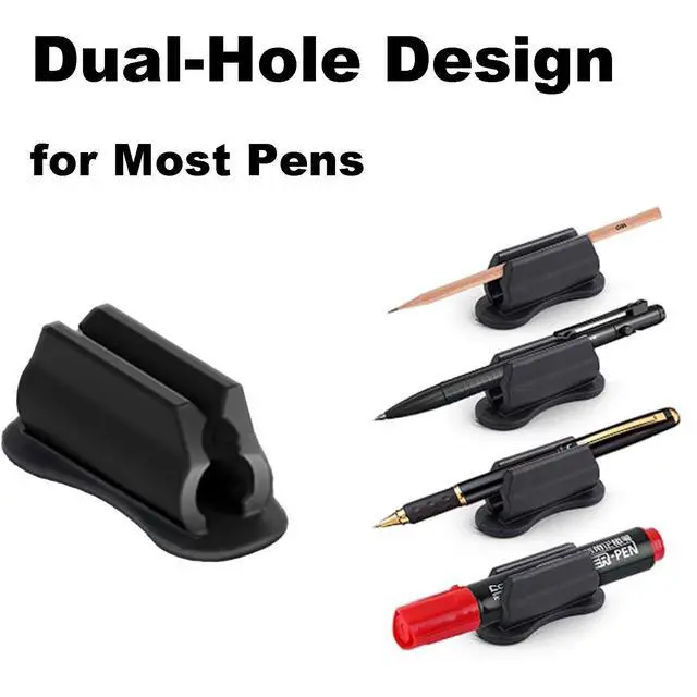 Alt view image 2 of 6 - 6 Pack Adhesive Pencil Holders for Desk, Silicone Pencil Holder for Classroom, Flexible Pen Holder for Clipboard Stylus Organizer Marker Holder for School Accessories, Teacher Office Supplies (Black)