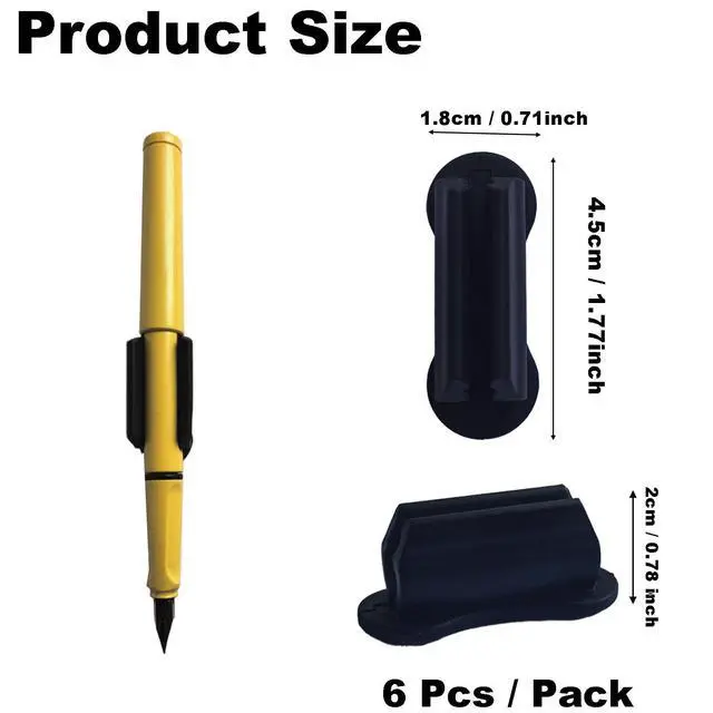 Alt view image 3 of 6 - 6 Pack Adhesive Pencil Holders for Desk, Silicone Pencil Holder for Classroom, Flexible Pen Holder for Clipboard Stylus Organizer Marker Holder for School Accessories, Teacher Office Supplies (Black)