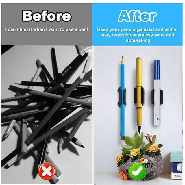 Alt view image 6 of 6 - 6 Pack Adhesive Pencil Holders for Desk, Silicone Pencil Holder for Classroom, Flexible Pen Holder for Clipboard Stylus Organizer Marker Holder for School Accessories, Teacher Office Supplies (Black)