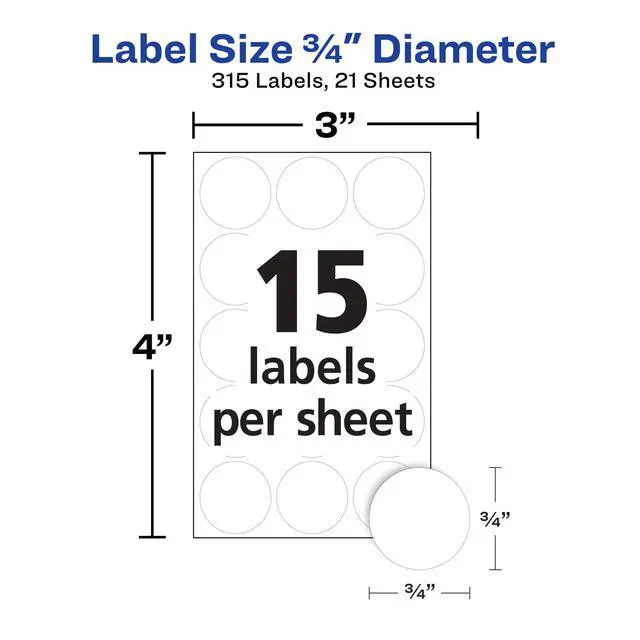 Alt view image 4 of 5 - Multi-Use Removable Labels, 3/4 Inch Round Stickers, White, Non-Printable, 315 Blank Labels Total (6738)