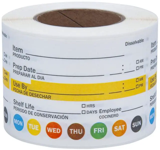 Main image of Dissolvable Label Shelf Life for Food Rotation Use by Stickers 2 x 3 Inch Roll of 250 Labels